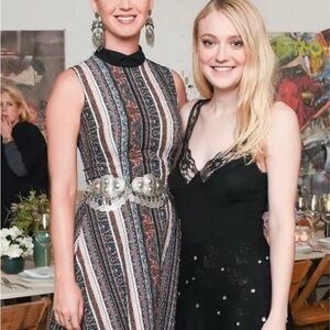 NEVER WORN Rodarte Silver Black Sequin Embellished Midi Dress